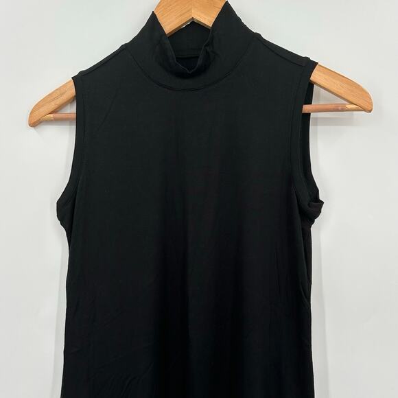 LOGO by Lori Goldstein Sleeveless Tank Tunic Lace Hem Black Womens XXS 2XS - Picture 2 of 10